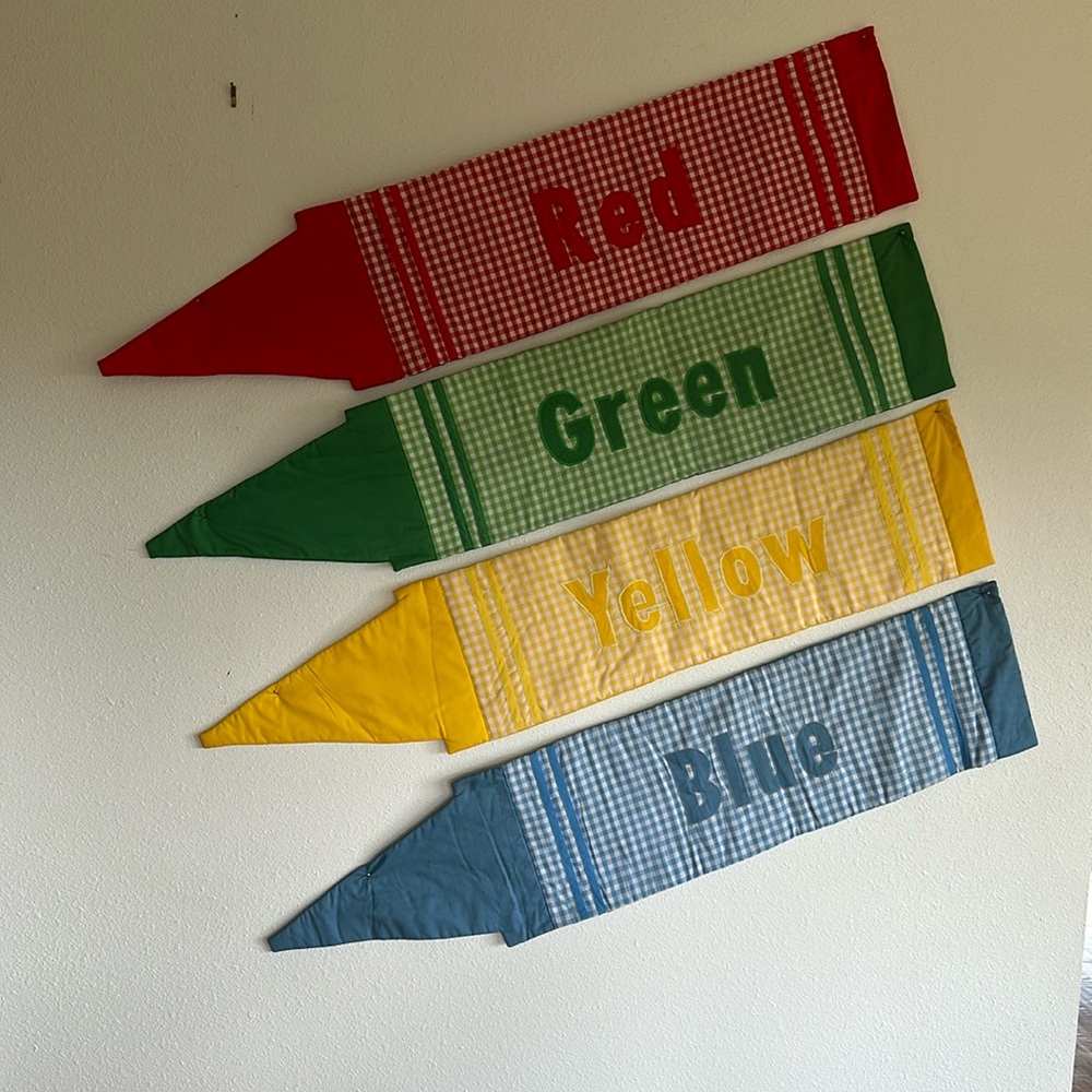 Fabric Wall Hanging of 4 Colors With Names Appliqués